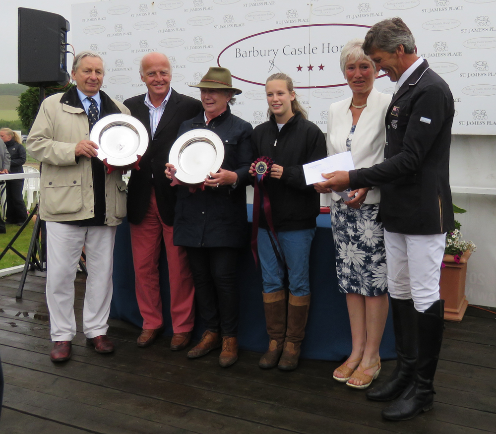 The Barlows (who own Avebury) holding trophies - either side of David Bellamy (of St James's Place Wealth Management) with Penny Bunter and Nicholson on the right
