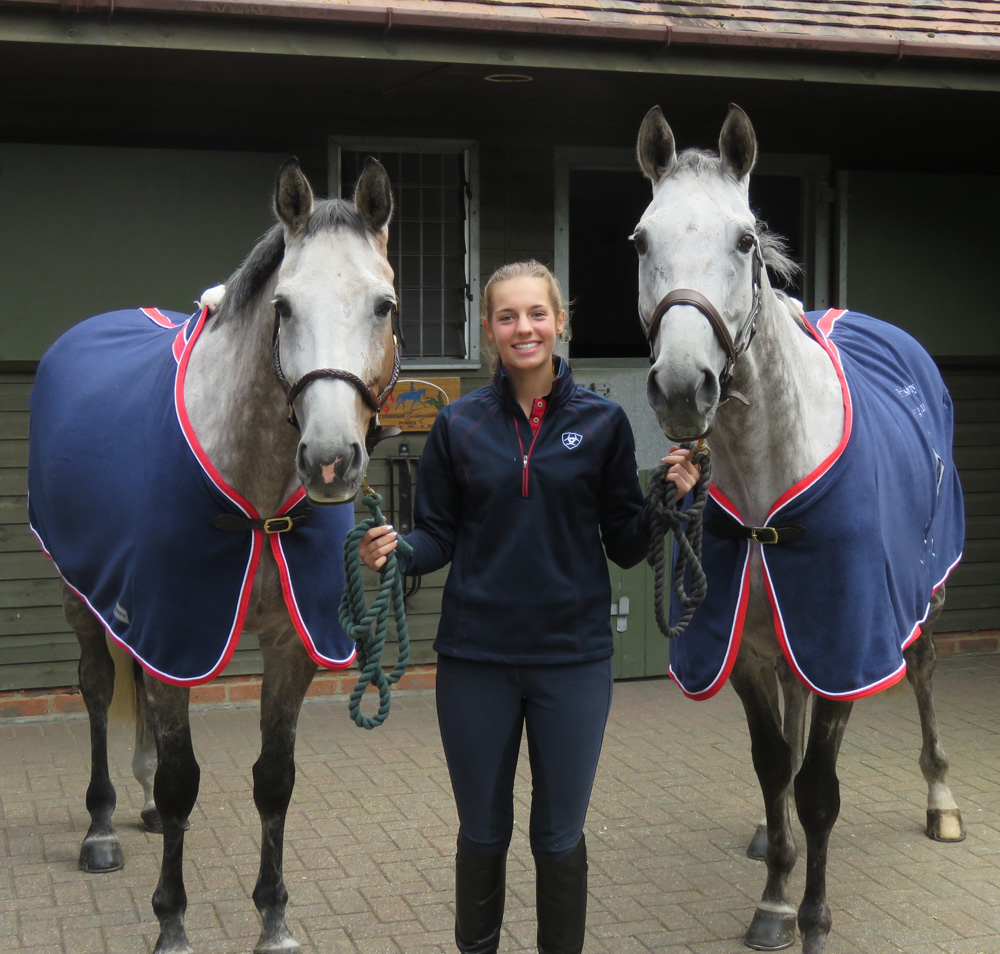 Chelsea Pearce with (left) Djakota EB aka Hugo & (right) Kilnaboy Buffet aka Killi