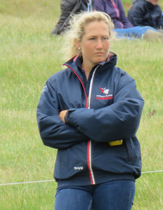 Laura Collett walking the course at Barbury (July 2015)