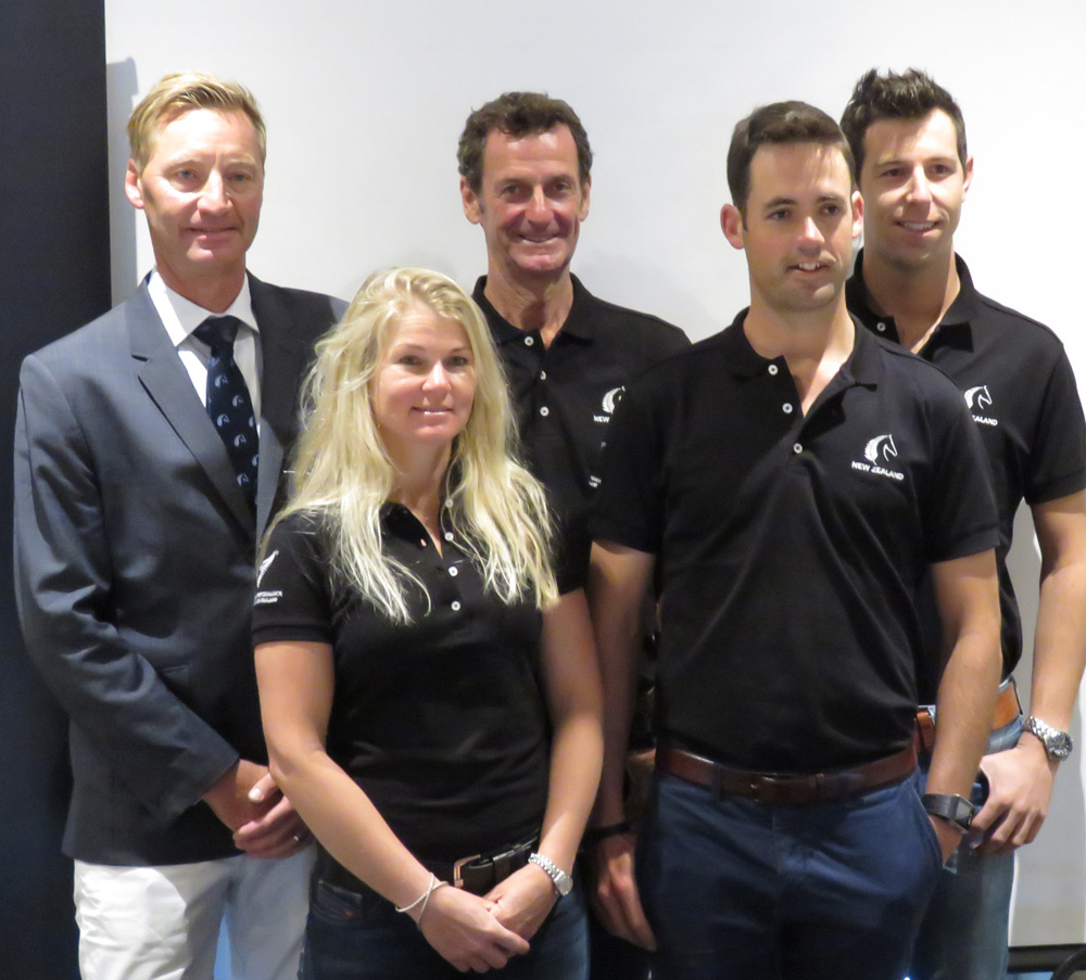 L to r: Erik Duvander, Jonelle Price, Sir Mark Todd, Jock Paget & Clarke Johnstone