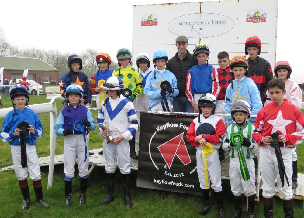 After the pony races - the jockeys with Keyflow's Cam Price 