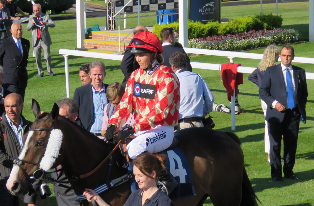 Safely on board - watched by Alan King (at right) 